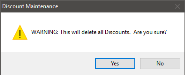 Discount Maintenance Reset Discount Files Confirmation