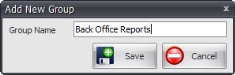 Add New Group dialog with a name entered into the Group Name field.