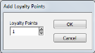 Screenshot of the Add Loyalty Points dialog in Customer Maintenance