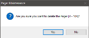 Pager Maintenance Delete Pager Confirmation Dialog